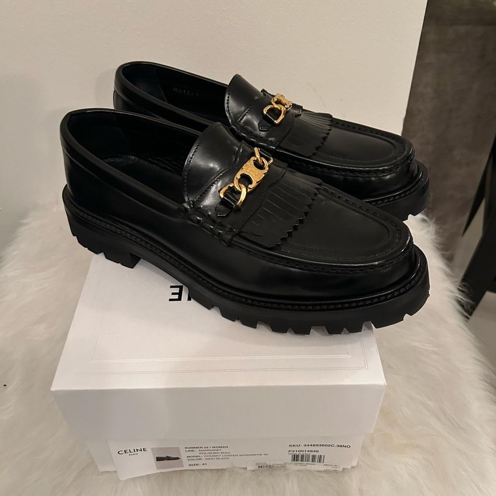 Celine leather loafers with gold hard ware size 41